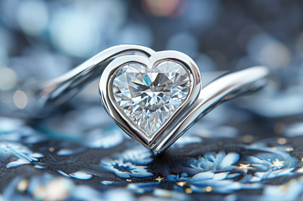 A heart-shaped diamond ring resting, a Photo by Iftikhar Alam