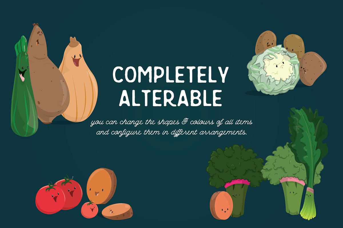Cartoon Illustrated Vegetable Foods, an Illustration by Rainy City Press (Photo 5 of 5)