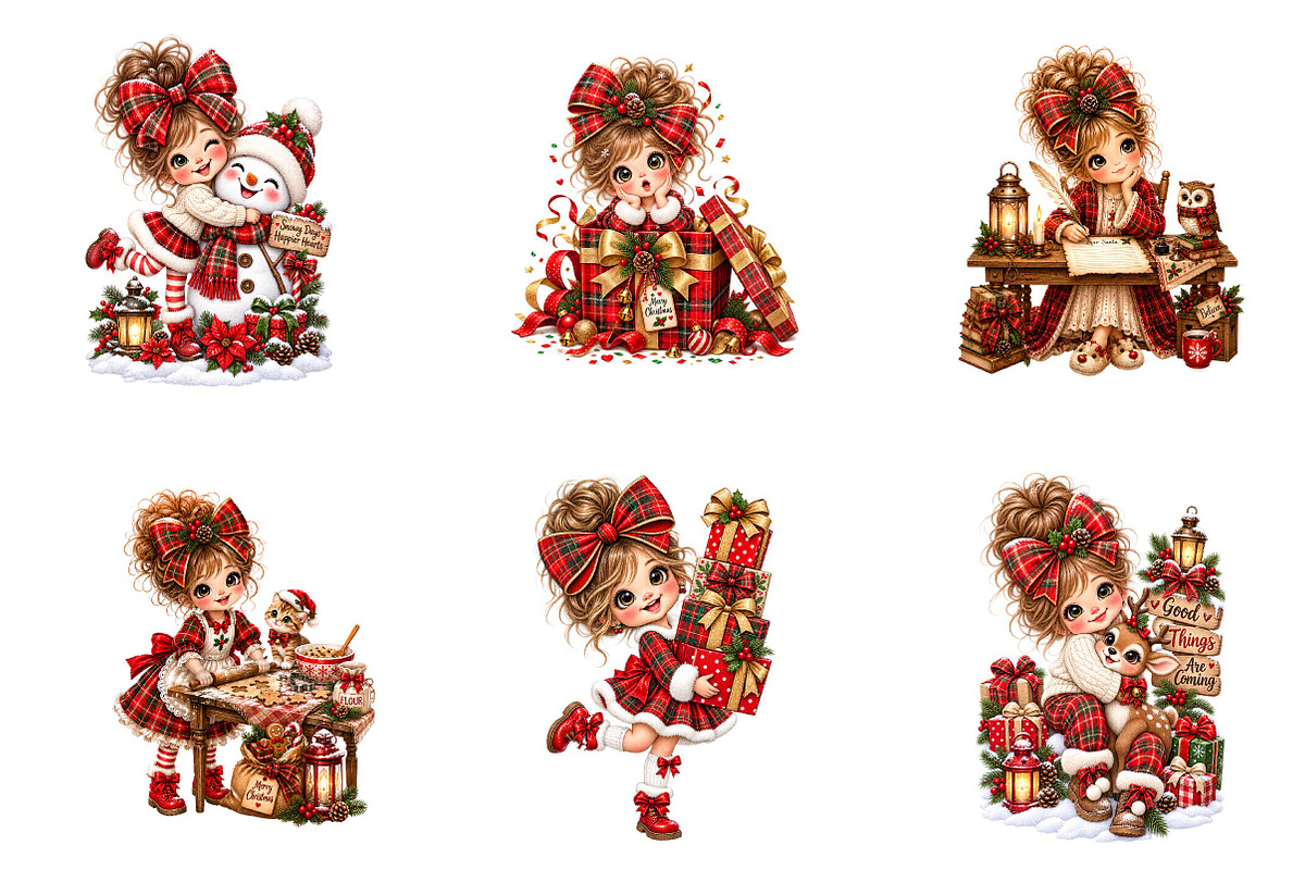 Cute Christmas Girl Clipart, a Seasonal Illustration by fashionaddict (Photo 4 of 6)