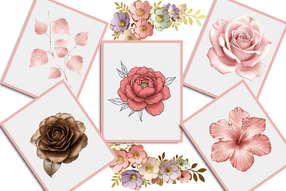 Rose Gold Foil Floral Elements, an Illustration by Creative Art (Photo 2 of 8)