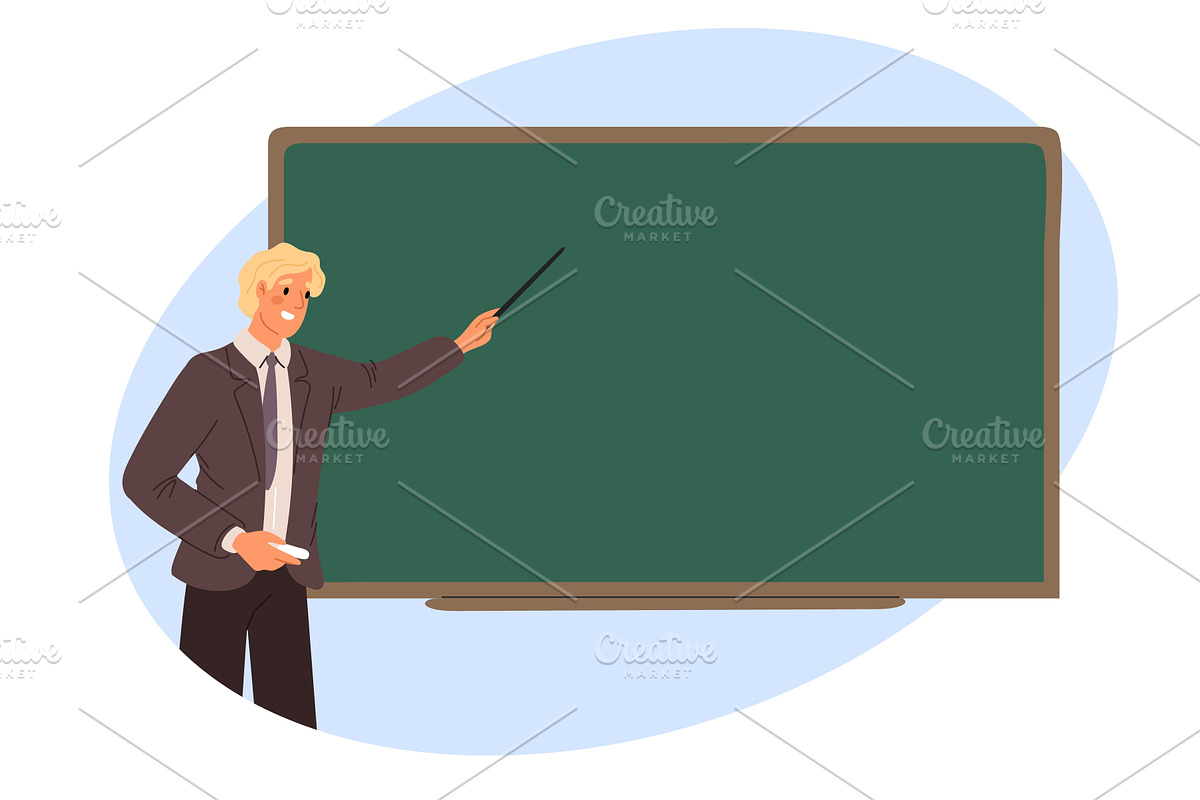 Teacher at blackboard. Man standing, an Education Illustration by Vectorbuum