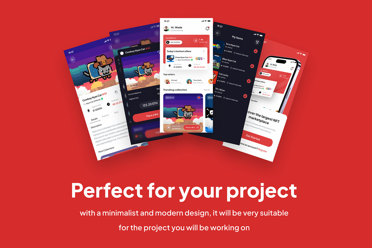 Nemesis - NFT Market Collection Apps, an UI Kit Template by Minialis (Photo 3 of 6)
