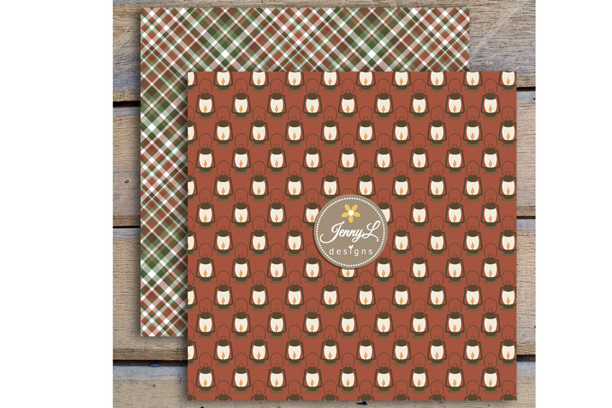 Camping Digital Papers & Clipart, a Pattern Graphic by JennyL Designs (Photo 3 of 5)