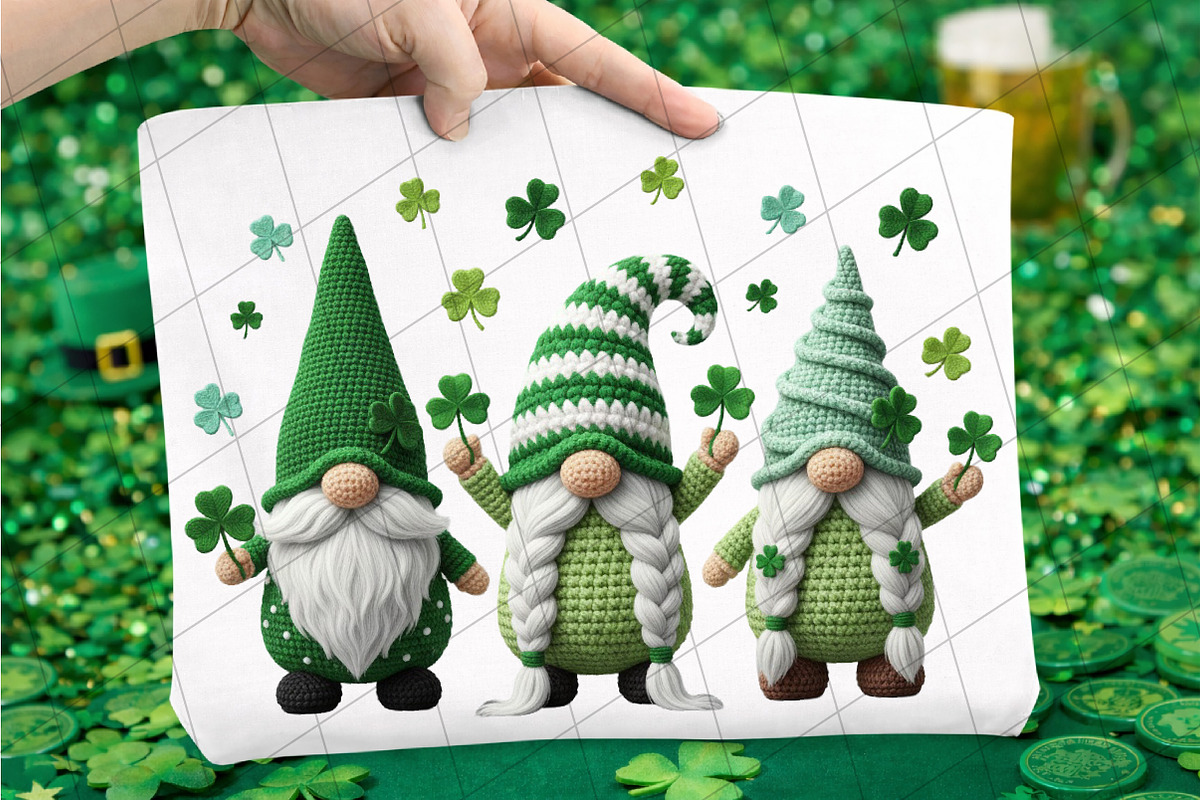 St Patrick’s Day Yarn Gnomes Png, an Illustration by DreamCafeArt (Photo 1 of 8)