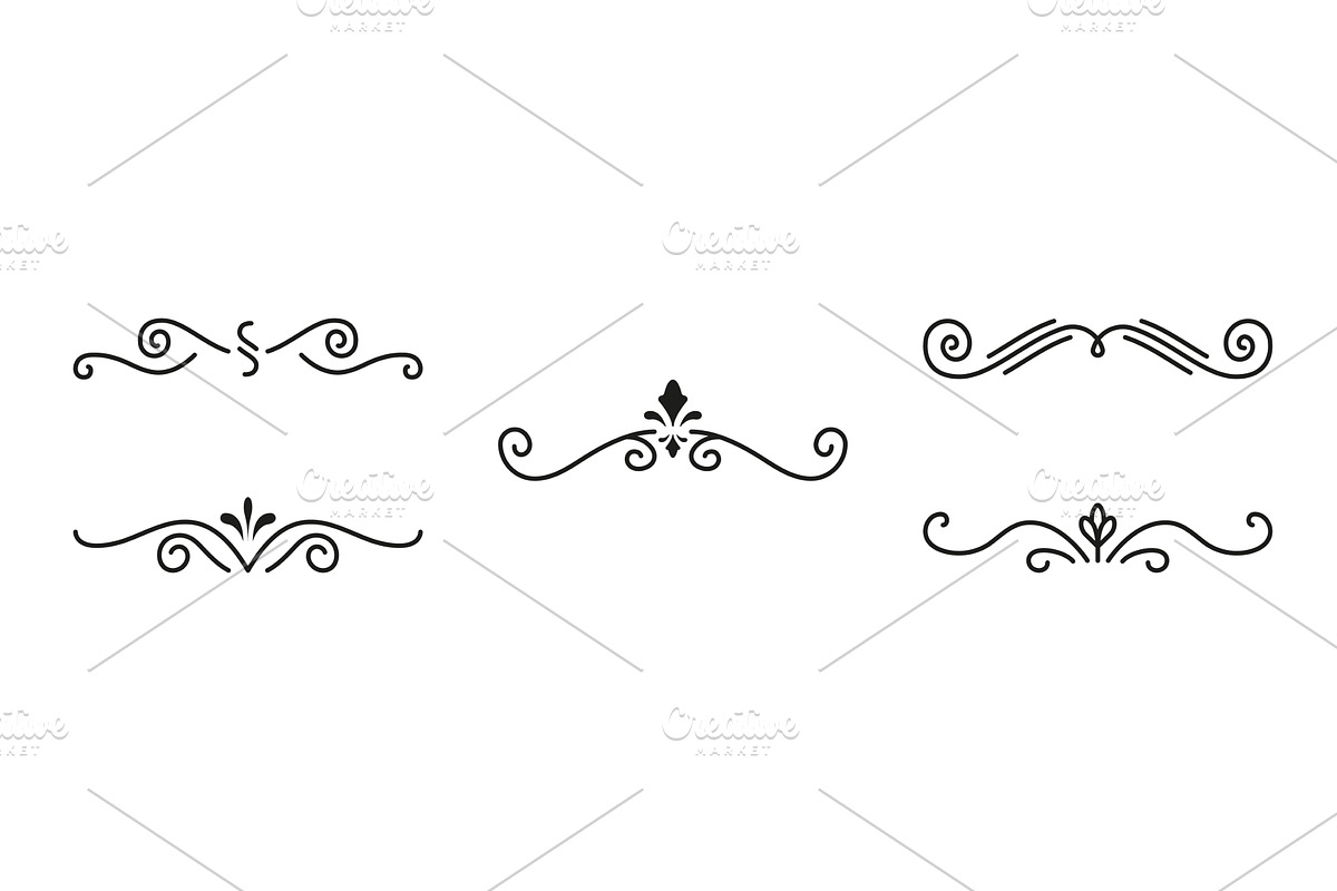 Vintage Flourish Line Dividers, an Illustration by Vector Creator