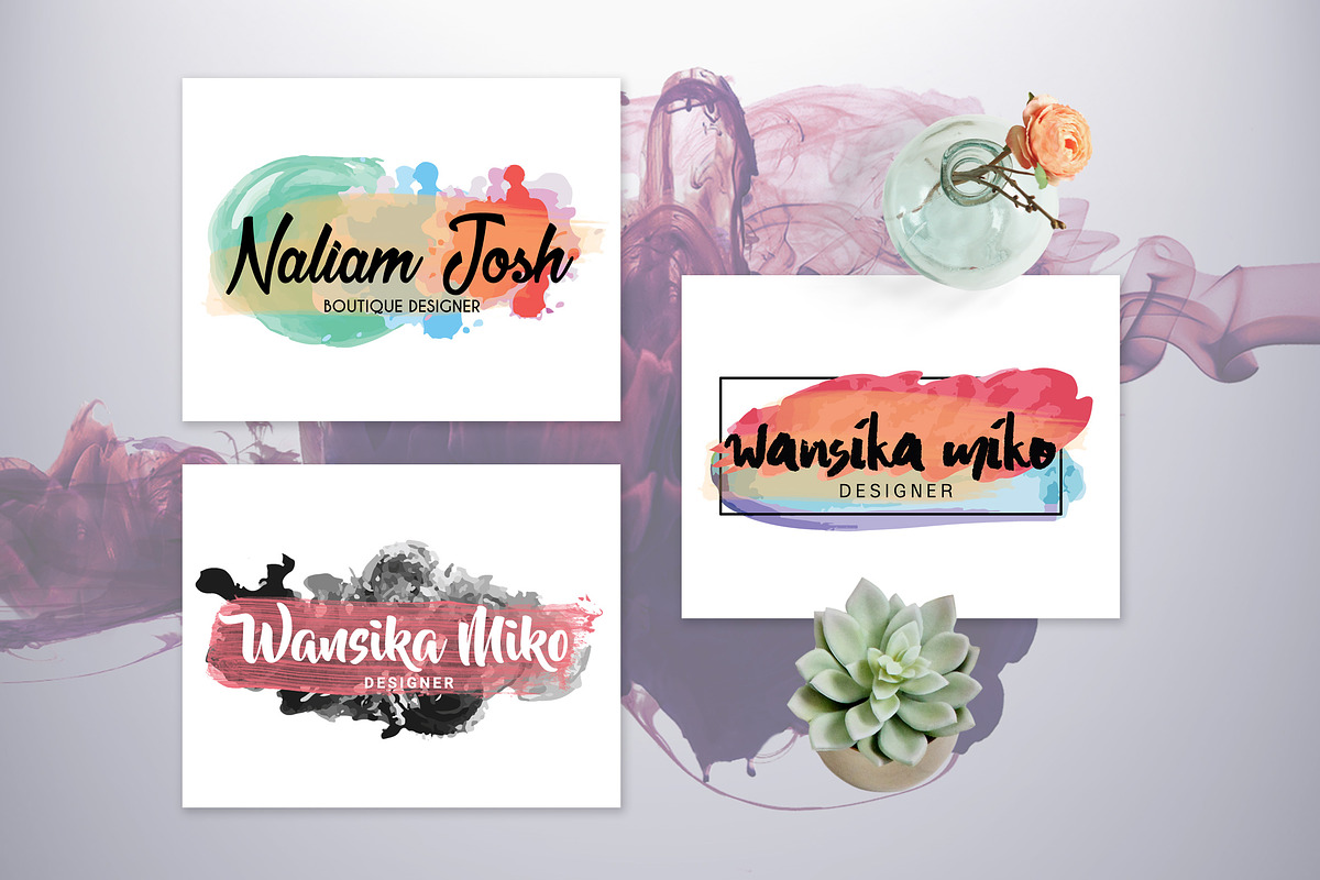Watercolor & Brush Stroke Logos Kit, a Branding & Logo Template by AN Productions (Photo 11 of 50)