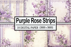 Purple Rose Strips, a Pattern Graphic by Printable Treasure