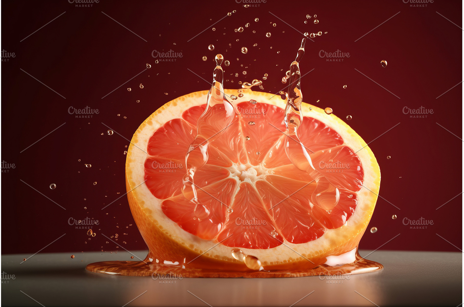 Grapefruit slice with water splashes, a Nature Photo by Ylivdesign