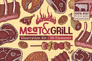 MEAT AND GRILL, a Food Illustration by Soir Creative (Thumbnail 1 of 7)