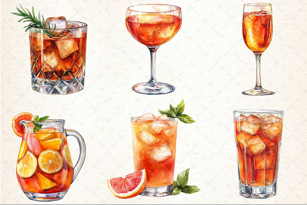 Summer Spritz Cocktail Clipart, an Illustration by Rose Art (Photo 3 of 8)