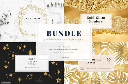 Gold Textures & Elements Bundle, a Texture Graphic by PeDe Designs