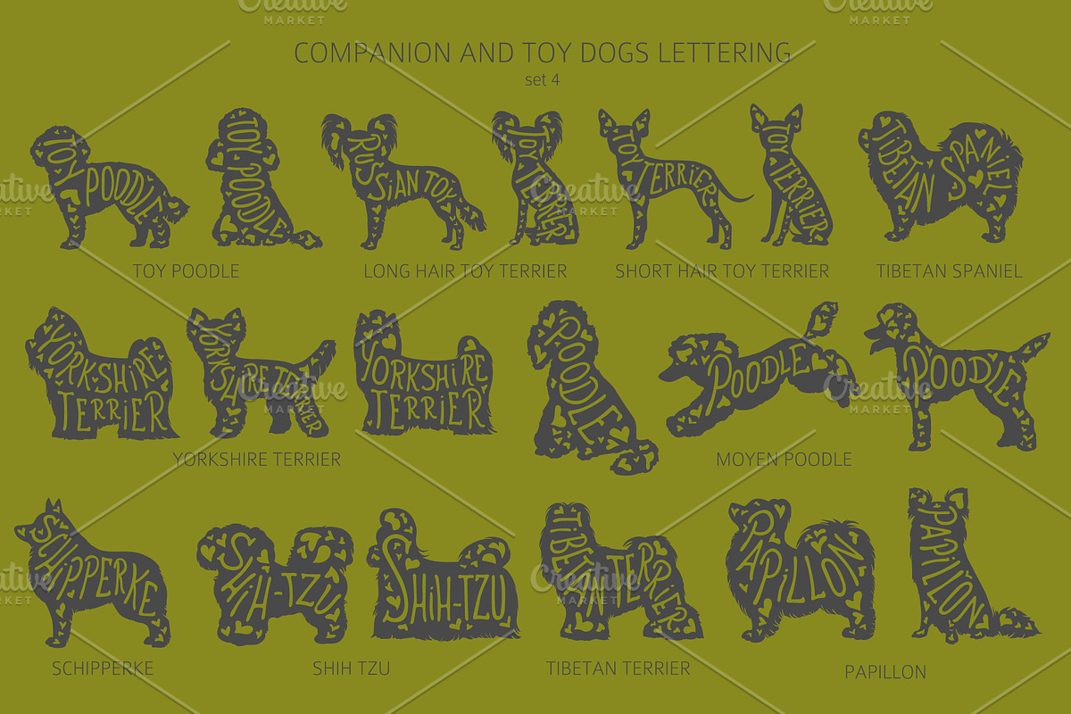 Companion and Toy Dogs Silhouettes, an Animal Illustration by pet design shop (Photo 10 of 15)