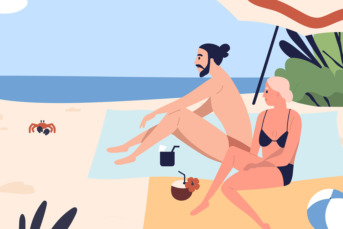 Couple on sea beach in summer, a Person Illustration by Good Studio (Photo 2 of 3)