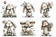 Whimsical Spring Bunny with Flowers, an Illustration by Libby Wishes (Thumbnail 4 of 5)