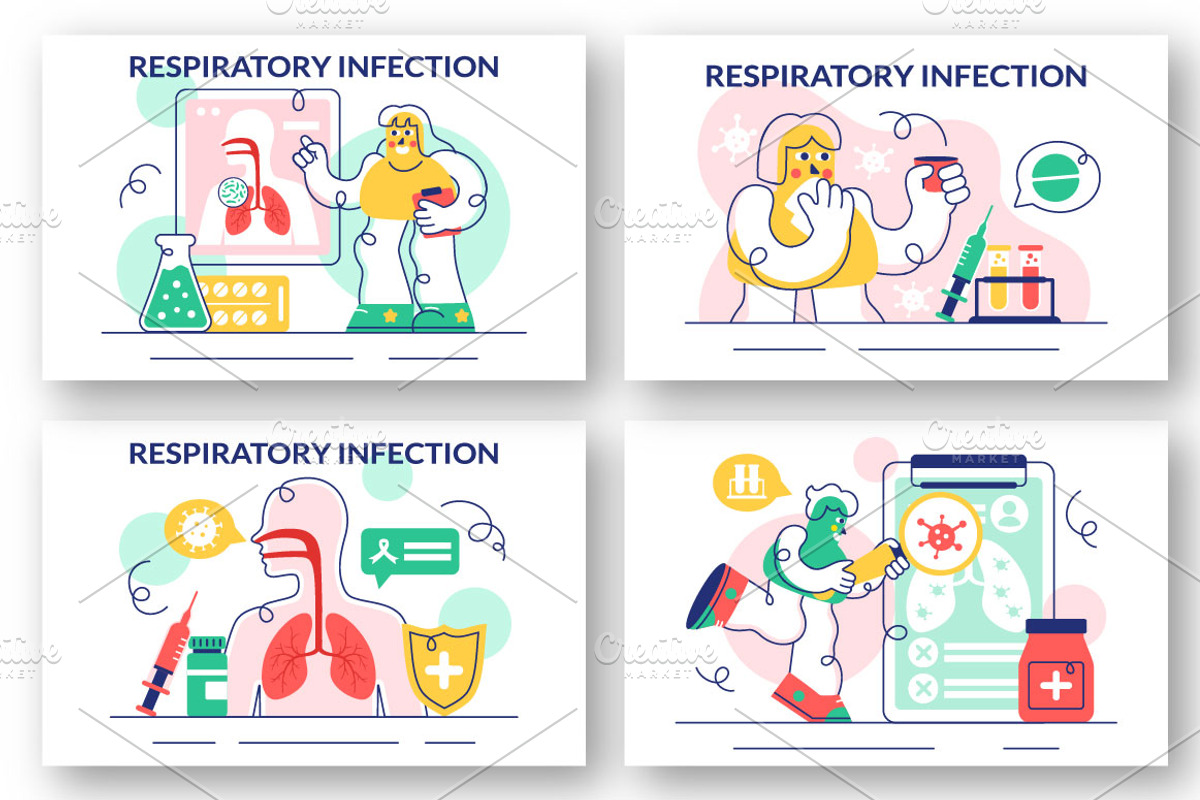 10 Respiratory Infection Vector, a Healthcare Illustration by denayunebgt (Photo 3 of 4)