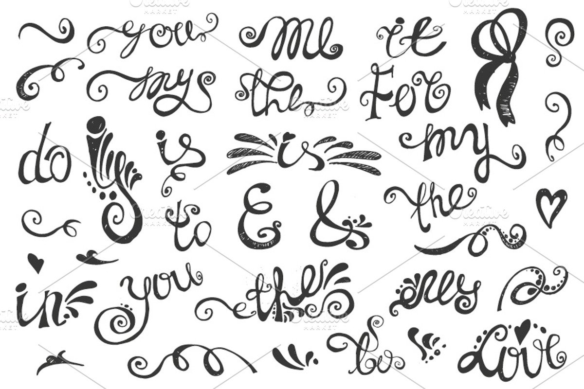 Hand writing Catchwords,ampersands