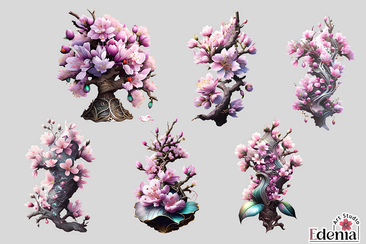 Cherry Blossom Sakura Flowers, a Seasonal Illustration by EdeniaArtStudio (Photo 6 of 8)