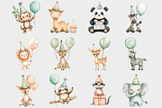 Watercolor Safari Birthday Clipart, a Seasonal Illustration by Design Market (Thumbnail 3 of 5)