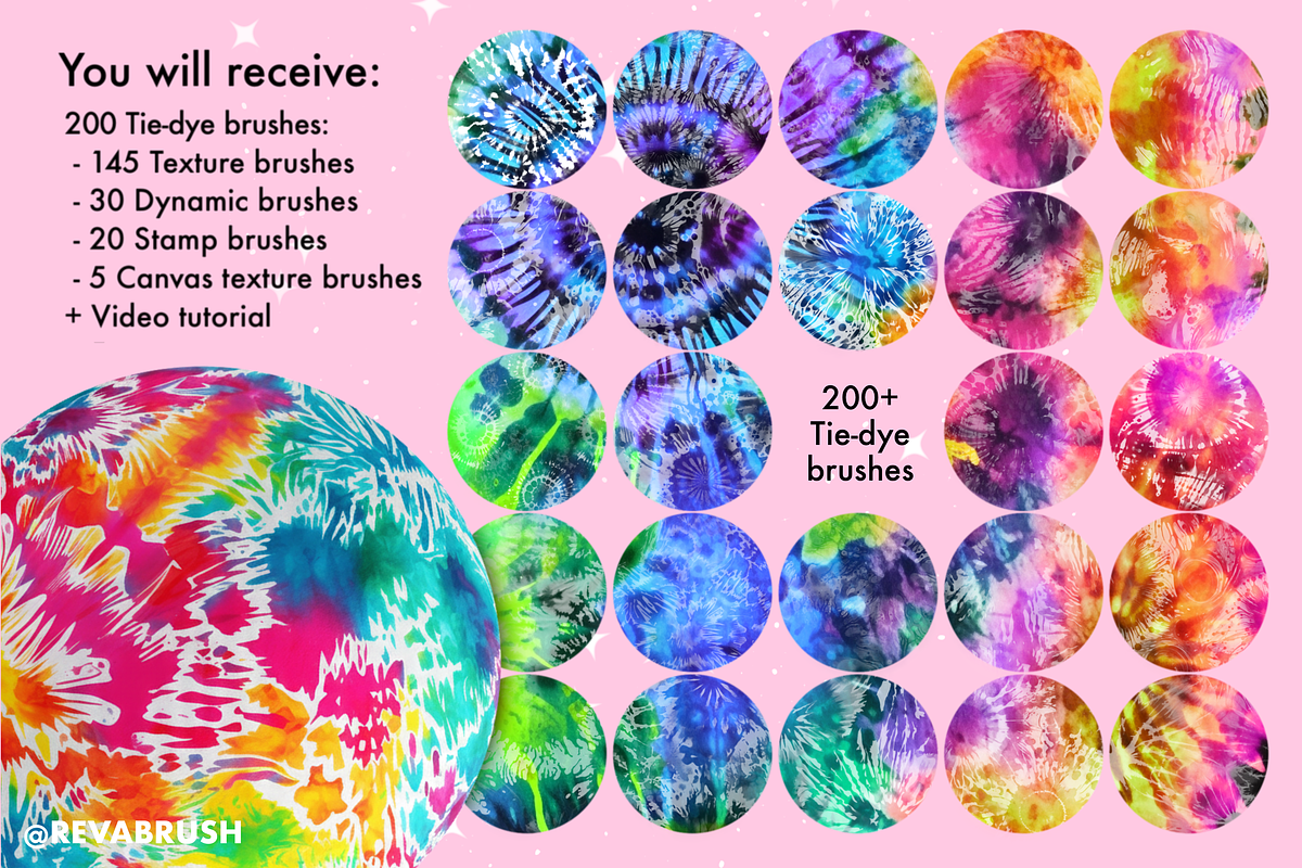 Procreate Tie Dye Textures brushes, a Brush Add-On by Revabrush (Photo 2 of 11)