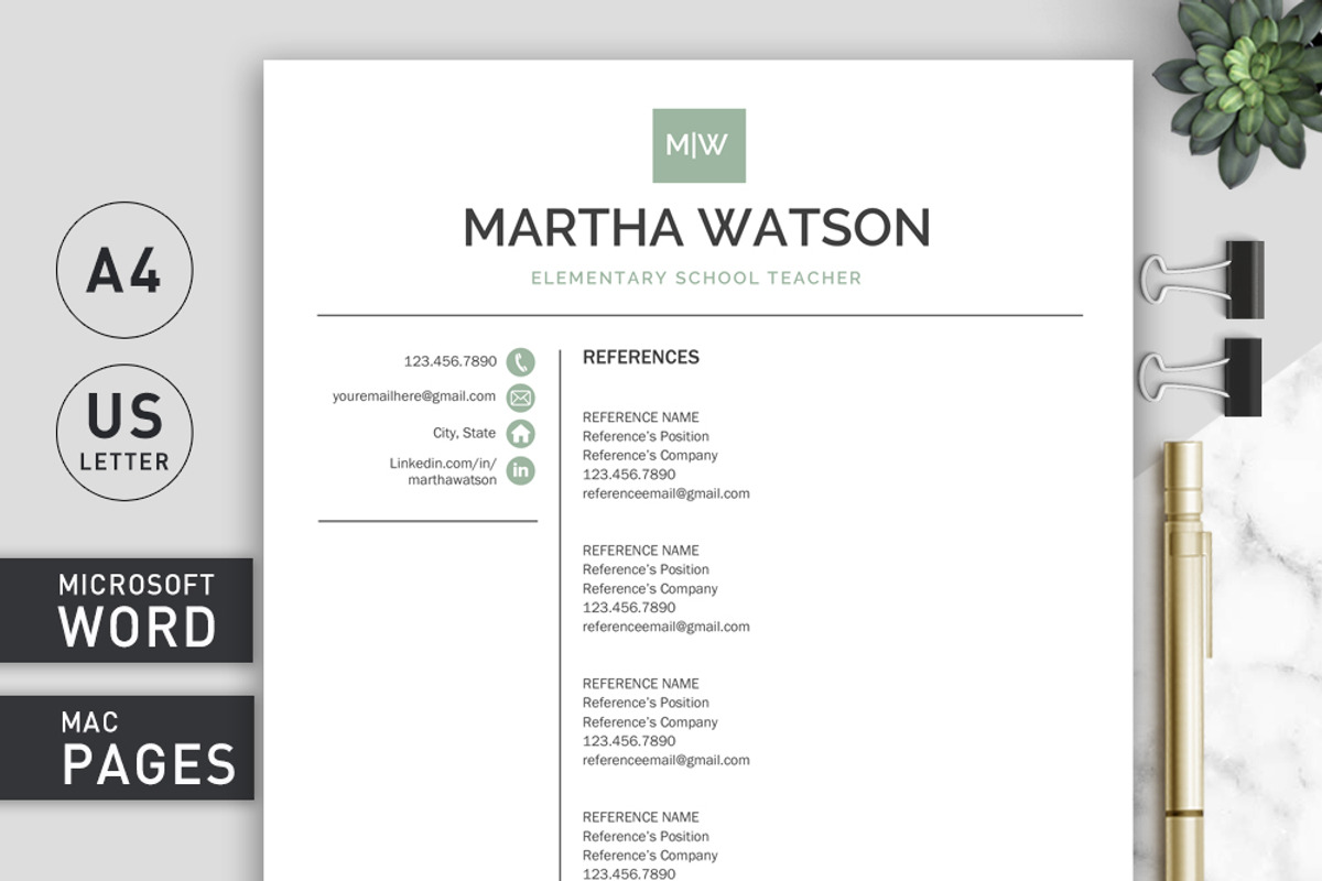 Resume Template / Teacher CV, a Resume Template by Klamp Studio (Photo 5 of 7)