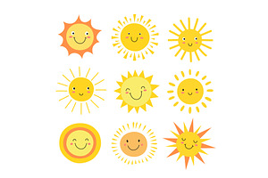 Sun Emoji. Funny Summer Sunshine