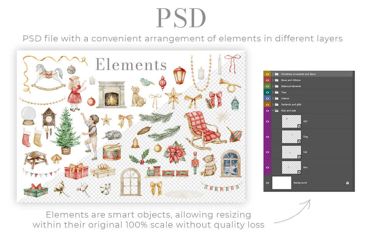 Christmas vintage watercolor clipart, an Illustration by Alisles (Photo 9 of 12)