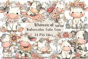 Watercolor Cute Cow Clipart, an Animal Illustration by Creative Art (Thumbnail 1 of 7)