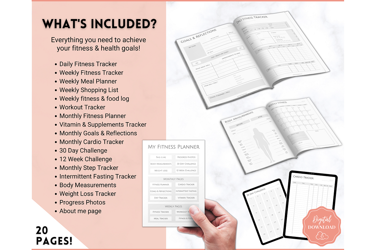 Weight Loss Journal, Fitness Planner, a Templates & Theme by Templatables (Photo 2 of 10)