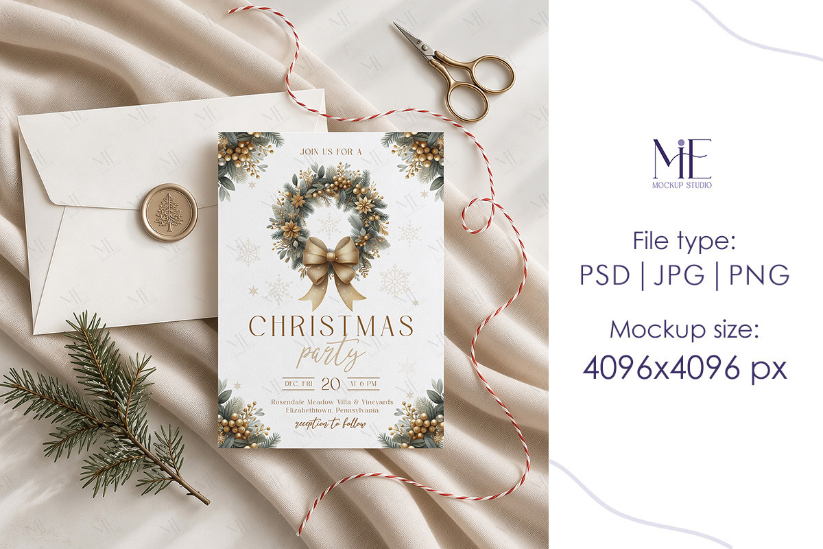 Christmas Envelope Card Mockup, an Advertising Mockup by Mie Mockup Studio (Photo 4 of 7)