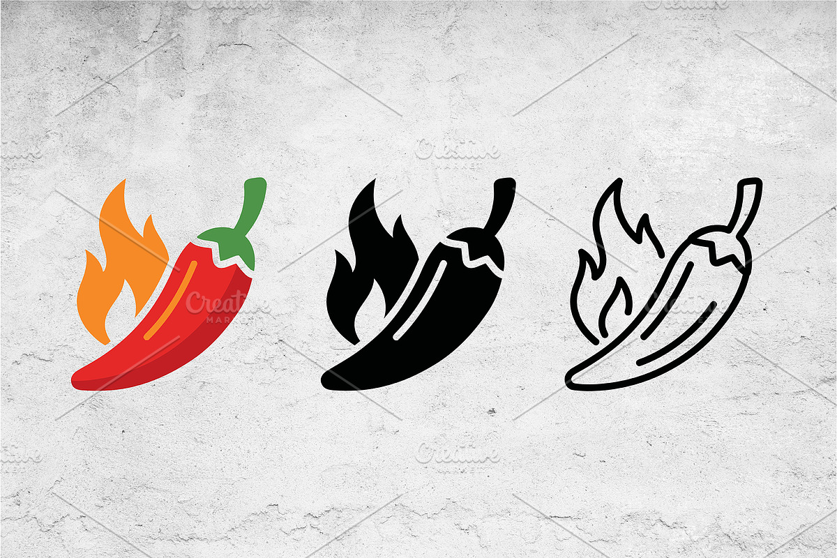 Chili Pepper Icon Set Vector, an Outline Icon by Artonix (Photo 2 of 2)