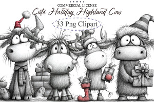 Cute Holiday Highland Cow Christmas, an Illustration by designcity5