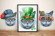 Portraits of British Shorthair cat, an Animal Illustration by Watercolor fantasy (Thumbnail 2 of 6)
