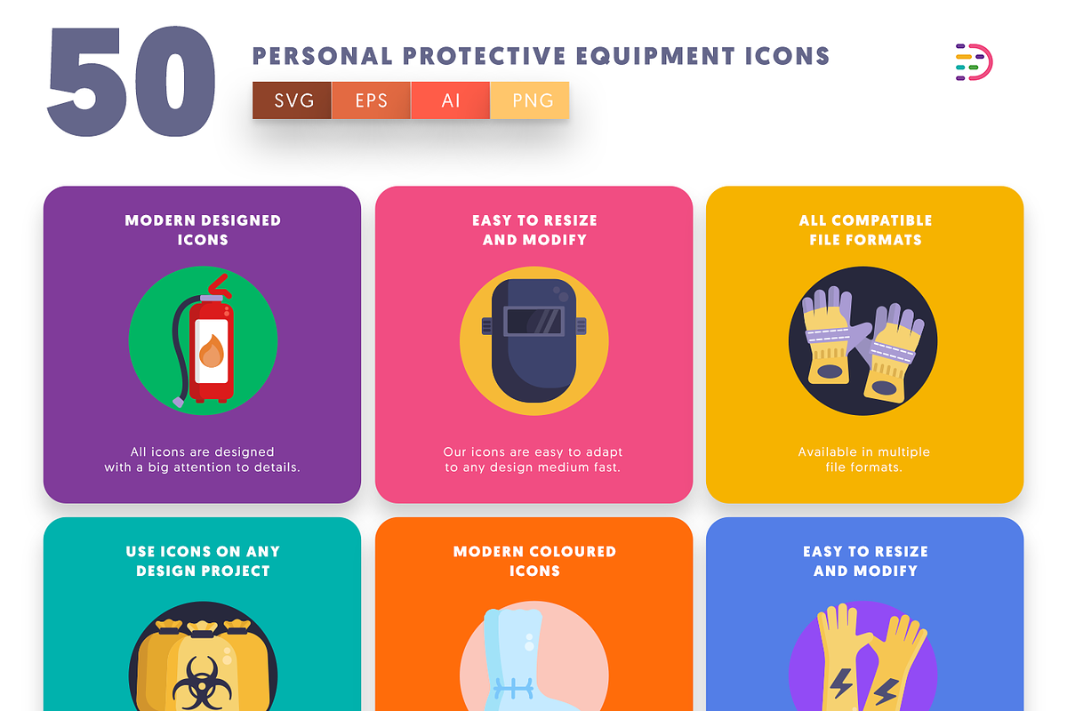 50 Protective Equipment Icons, an Outline Icon by Dighital (Photo 3 of 9)