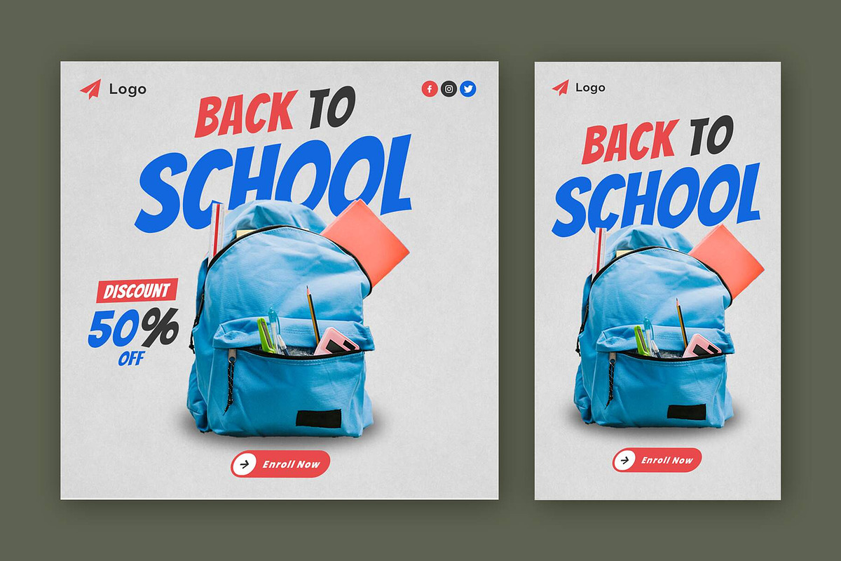 Back To School Instagram Kit, a Social Media Template by Saman Osama