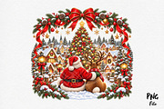 Santa and Reindeer Christmas, a Seasonal Illustration by Craft Nest (Thumbnail 1 of 6)
