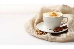 cozy coffee cup on white background, a Food & Drink Photo by pikepicture