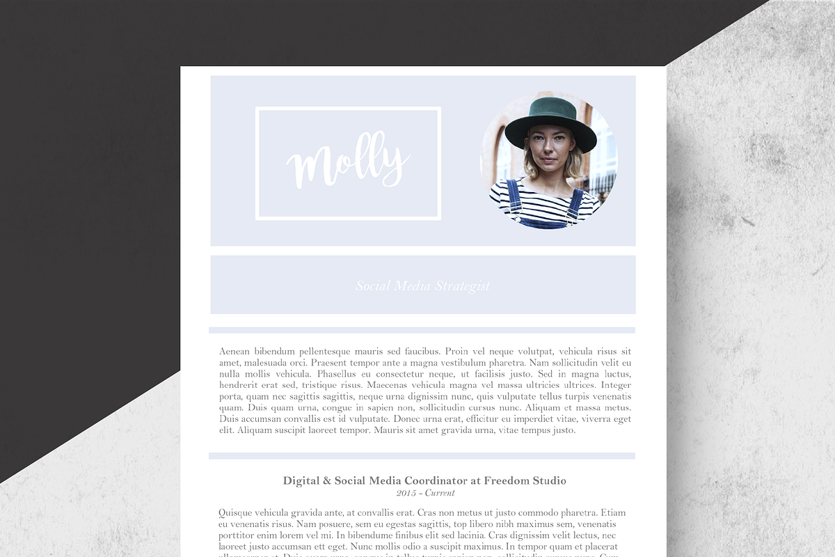 Sky Resume Template + Cover Letter, a Resume Template by Made By Hamilton (Photo 1 of 4)
