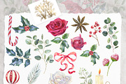 Watercolor floral Christmas pack, a Decorative Illustration by WonderWonder (Thumbnail 7 of 20)