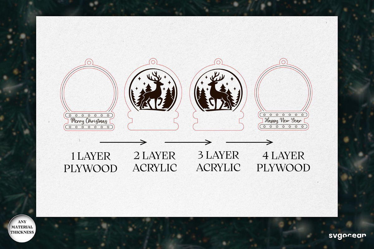 Christmas Snowglobe Ornaments SVG, a Decorative Illustration by svgocean (Photo 4 of 13)
