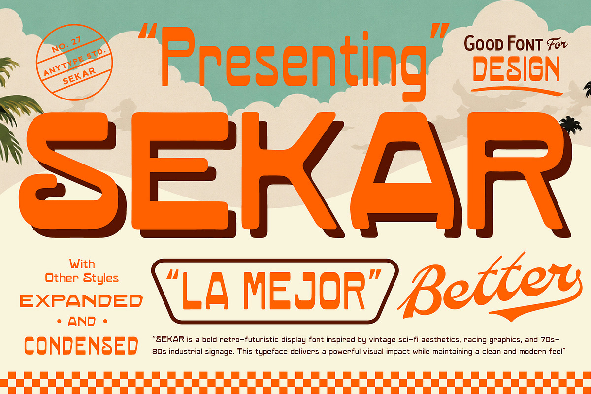 SEKAR — Retro Display Font, a Sans Serif Font by Any-Type® Foundry (Photo 1 of 8)