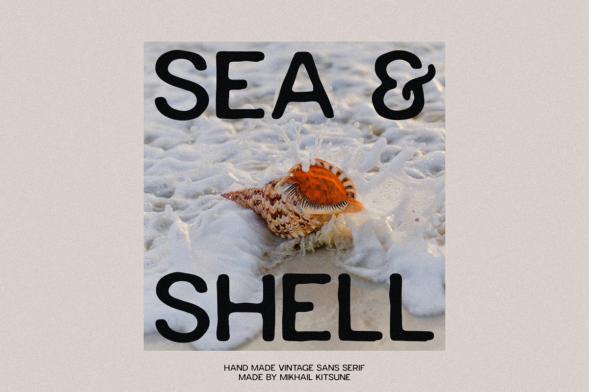Sea & Shell - Vintage Sans Serif, a Sans Serif Font by Mikhail Kitsune (Photo 1 of 8)