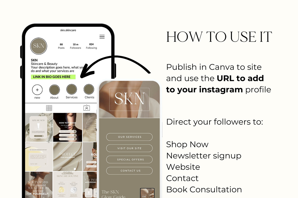 SKINCARE Link In Bio Canva, a Social Media Template by Studio Suvelle (Photo 4 of 6)