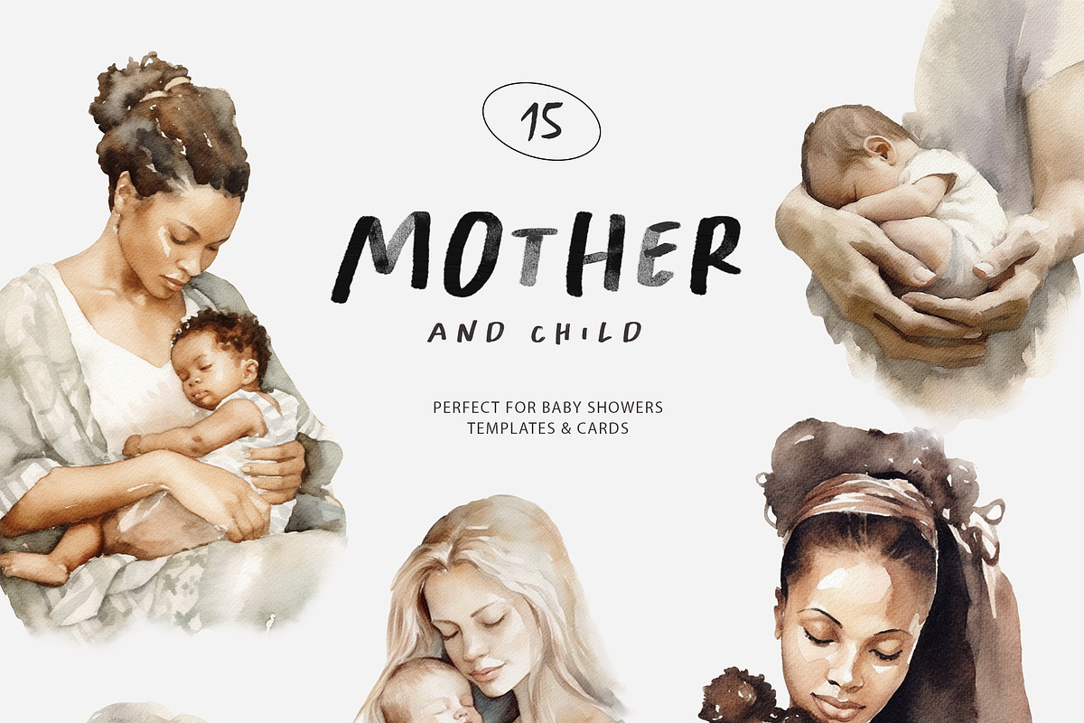 Motherhood Watercolor Collection, a Decorative Illustration by Sunshine Art (Photo 4 of 10)