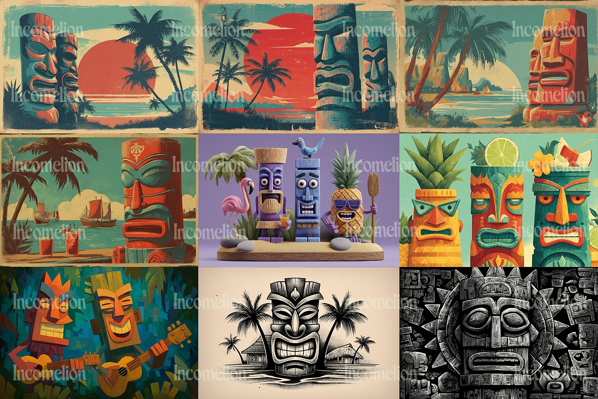 120 Tropical Tiki Mask Illustrations, a Decorative Illustration by Incomelion (Photo 2 of 20)