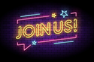Join us sign in glowing neon style