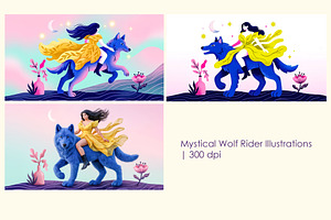Mystical Wolf Rider Illustrations, a Person Illustration by StockVerse Creative