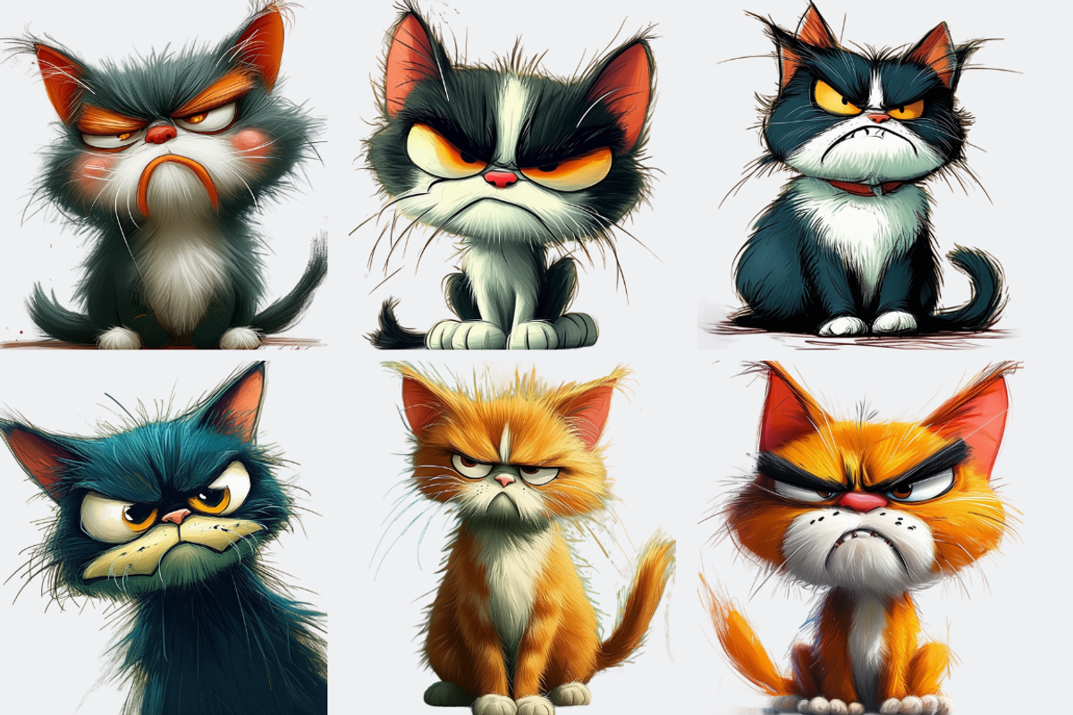 40 Caricature Cranky Cats, an Animal Illustration by PrintHaven Designs (Photo 7 of 9)