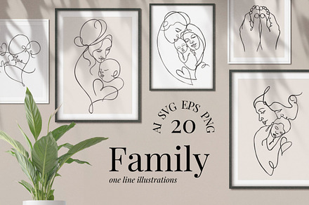 Family one line illustrations, a Person Illustration by Elena_Sedova