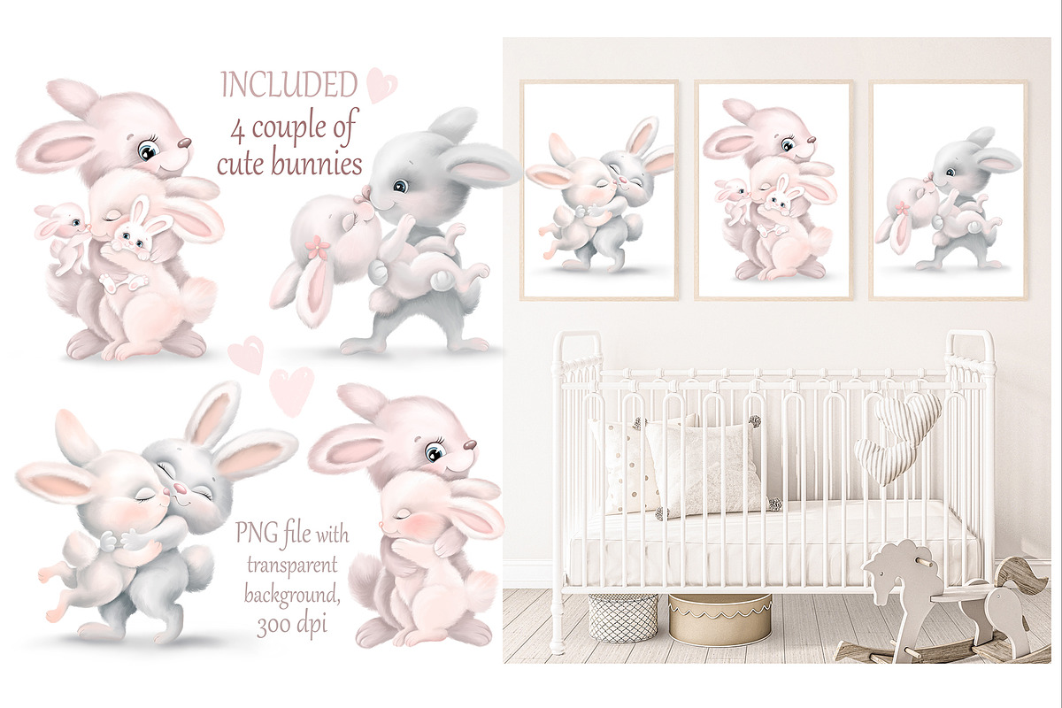 Cute Bunny in Love, an Animal Illustration by MarinadeArt (Photo 2 of 7)