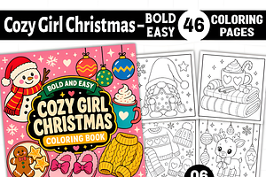 Easy Cozy Girl Christmas Coloring, a Seasonal Illustration by Coco Bloom